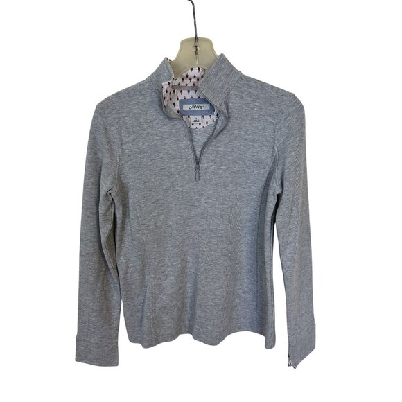 Orvis Womens Gray Quarter Zip Pullover Sweater Small Ribbed Outdoor - Picture 1 of 7